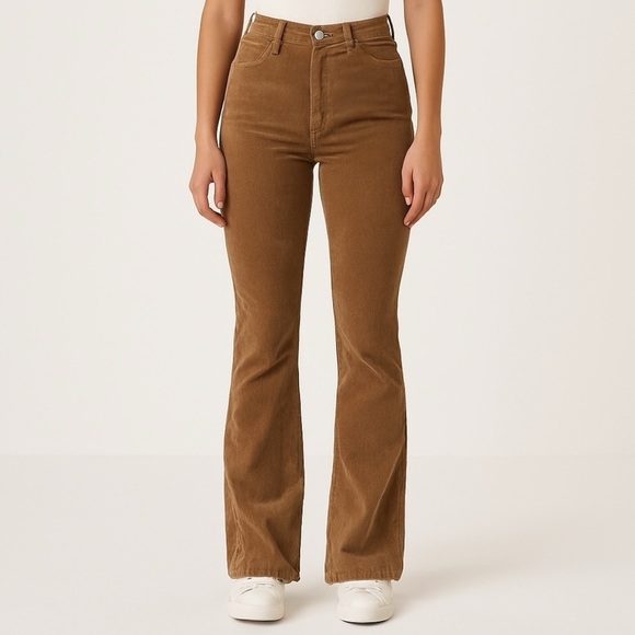 Rolla’s Dusters Bootcut Corduroy Pants 25 Tobacco Brown High Rise Slim Flare NWT - Picture 1 of 11